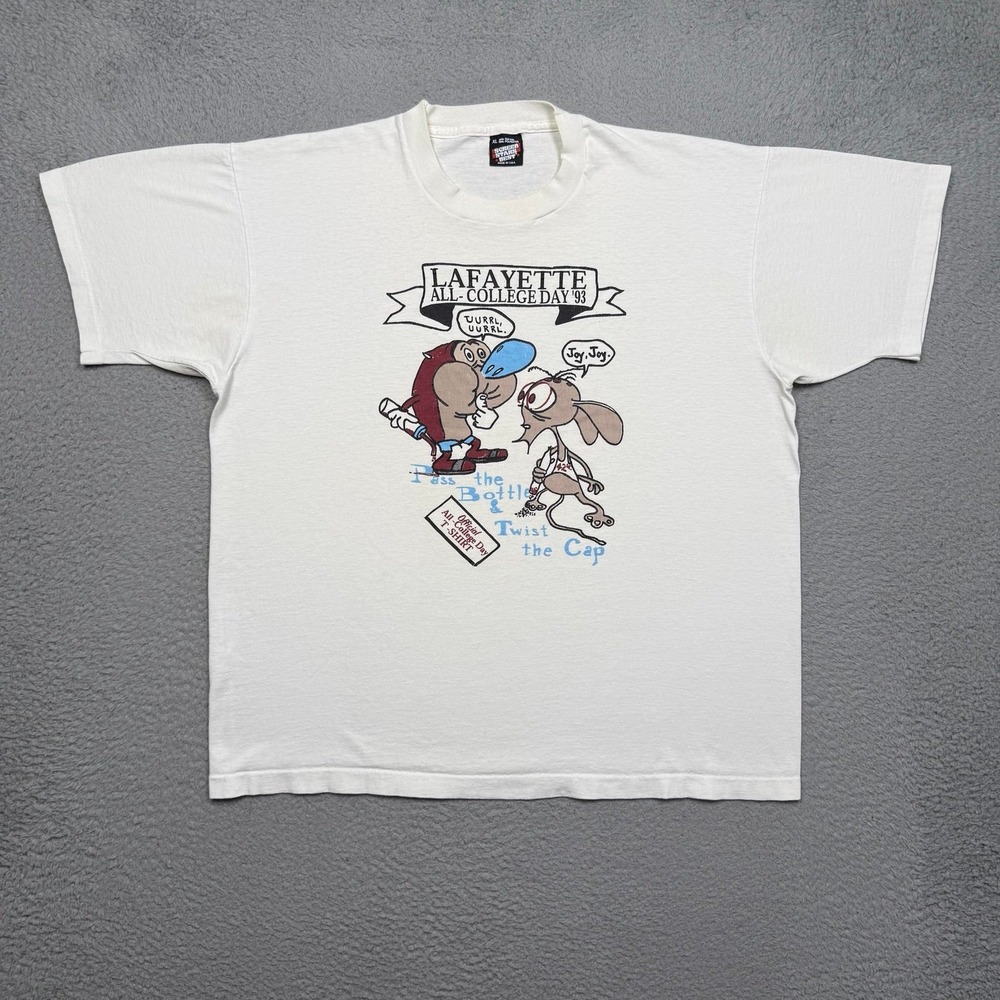 Vintage 1993 Lafayette All-College Day Ren & Stimpy T-shirt - Picture 2 of 5